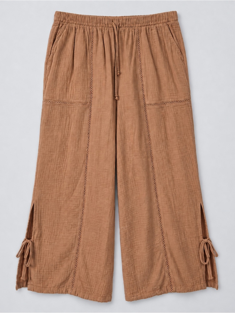 Torrid Gauze Cotton Wide Leg Pants 1X Euro Summer Fisherman Coastal Bohemian